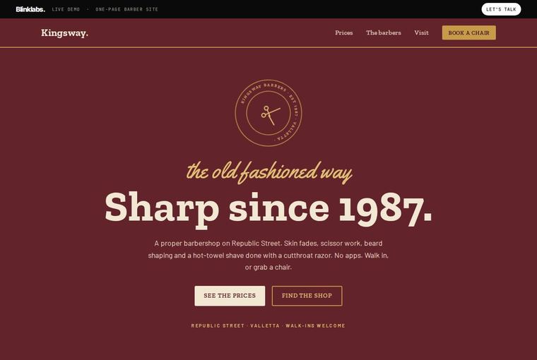 Kingsway barber website