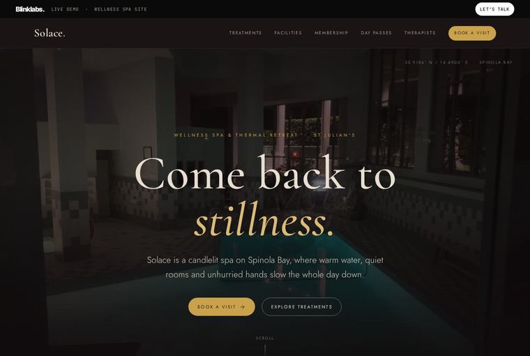 Solace spa website
