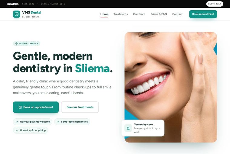 VMS Dental clinic website