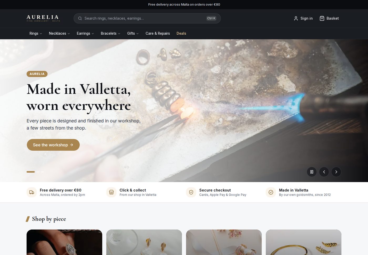 The front page of the demo shop