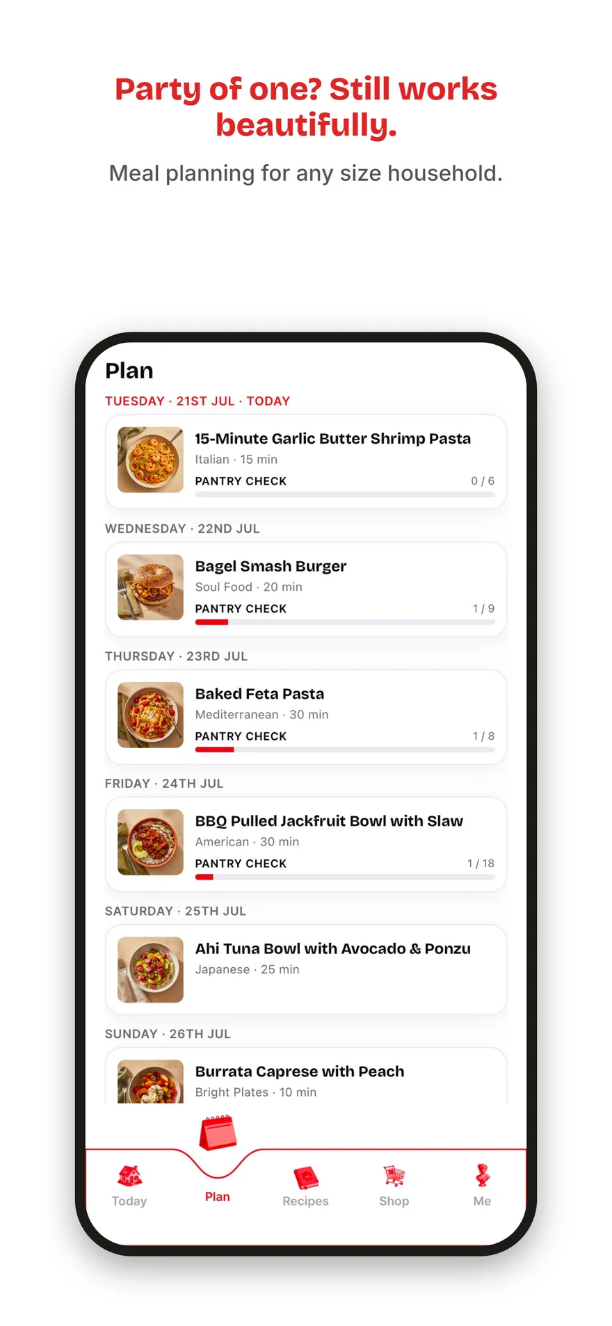 A Yumvote weekly plan screen listing dinners across the week.