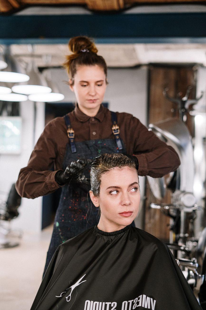 A stylist at work in the studio