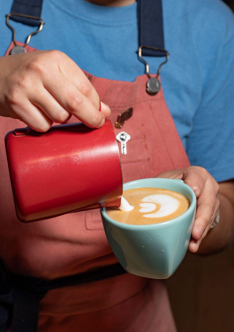 Latte art in a ceramic cup