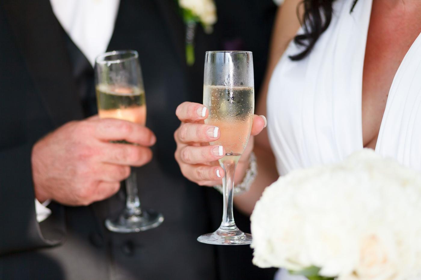 Newlyweds celebrating with guests
