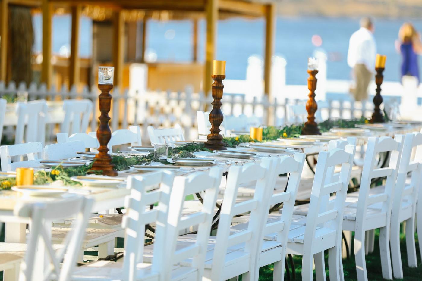 Places laid for a long dinner