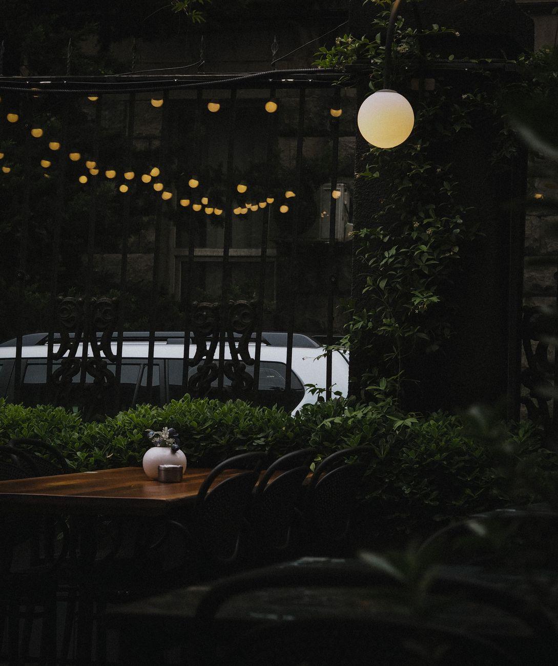The terrace at dusk
