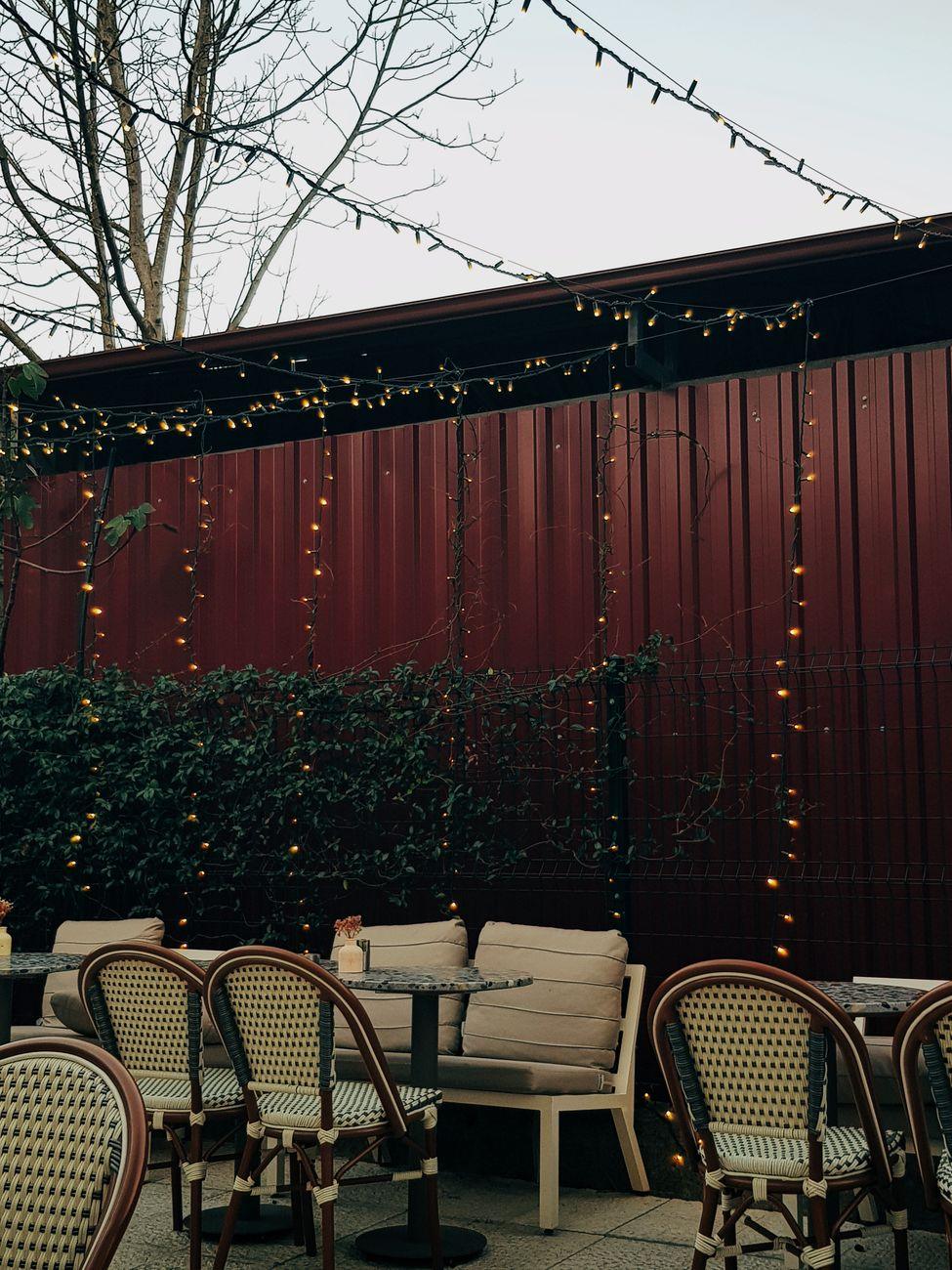 String lights over the terrace