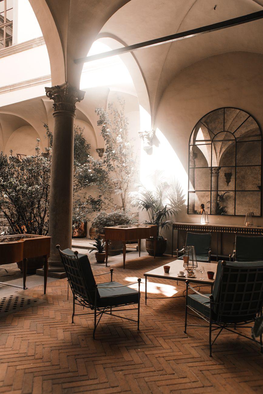 A vaulted stone sitting room