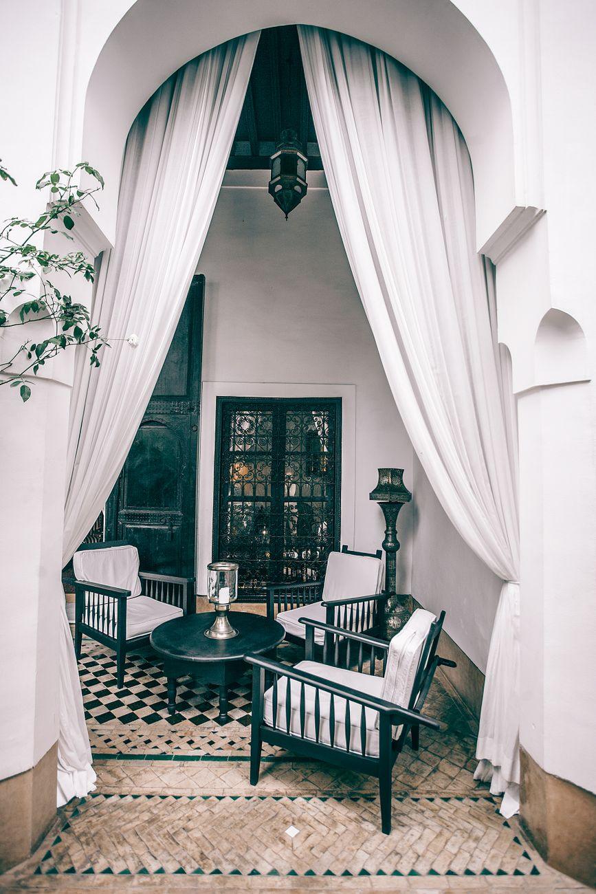 A draped corner of the house