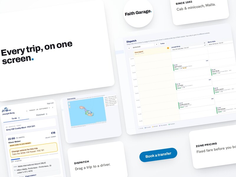 Faith Garage, custom booking, dispatch and driver system by Blinklabs