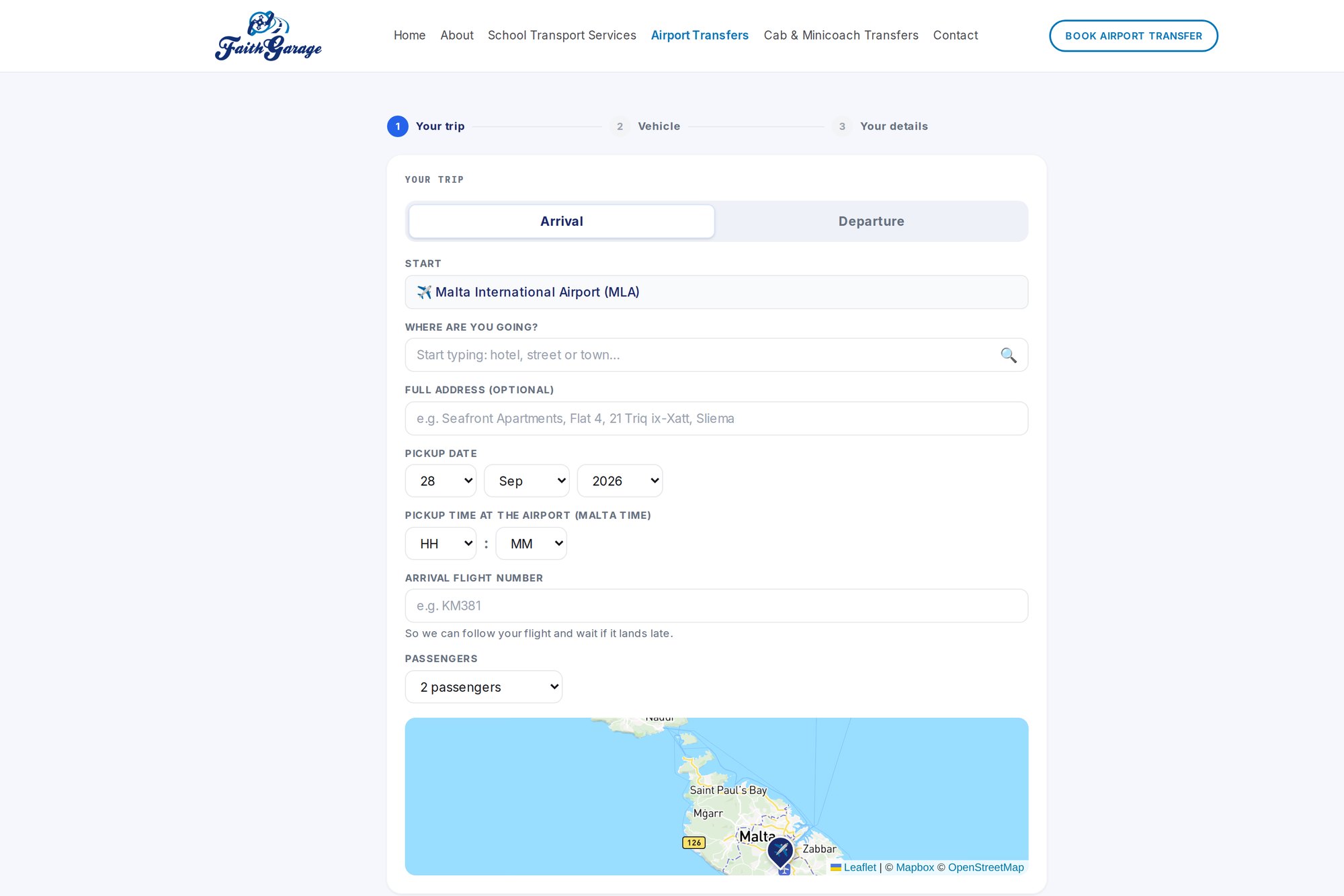 Booking a transfer with a fixed price