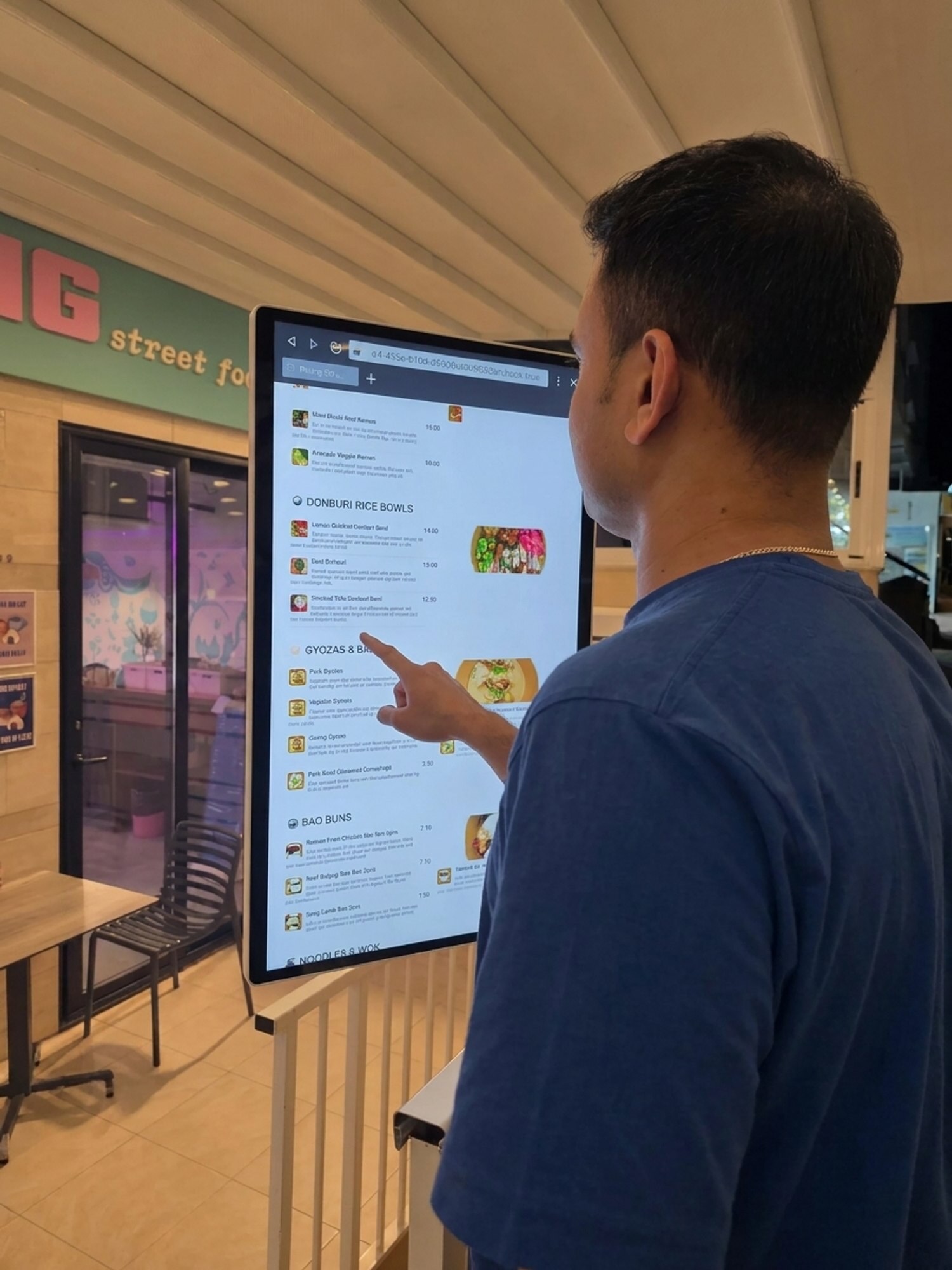 Peking self-order kiosk in use