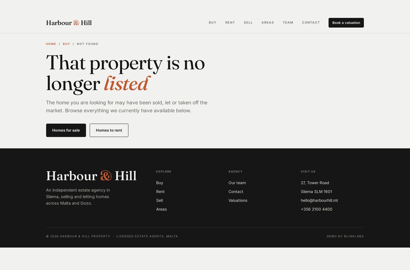 Harbour and Hill property page