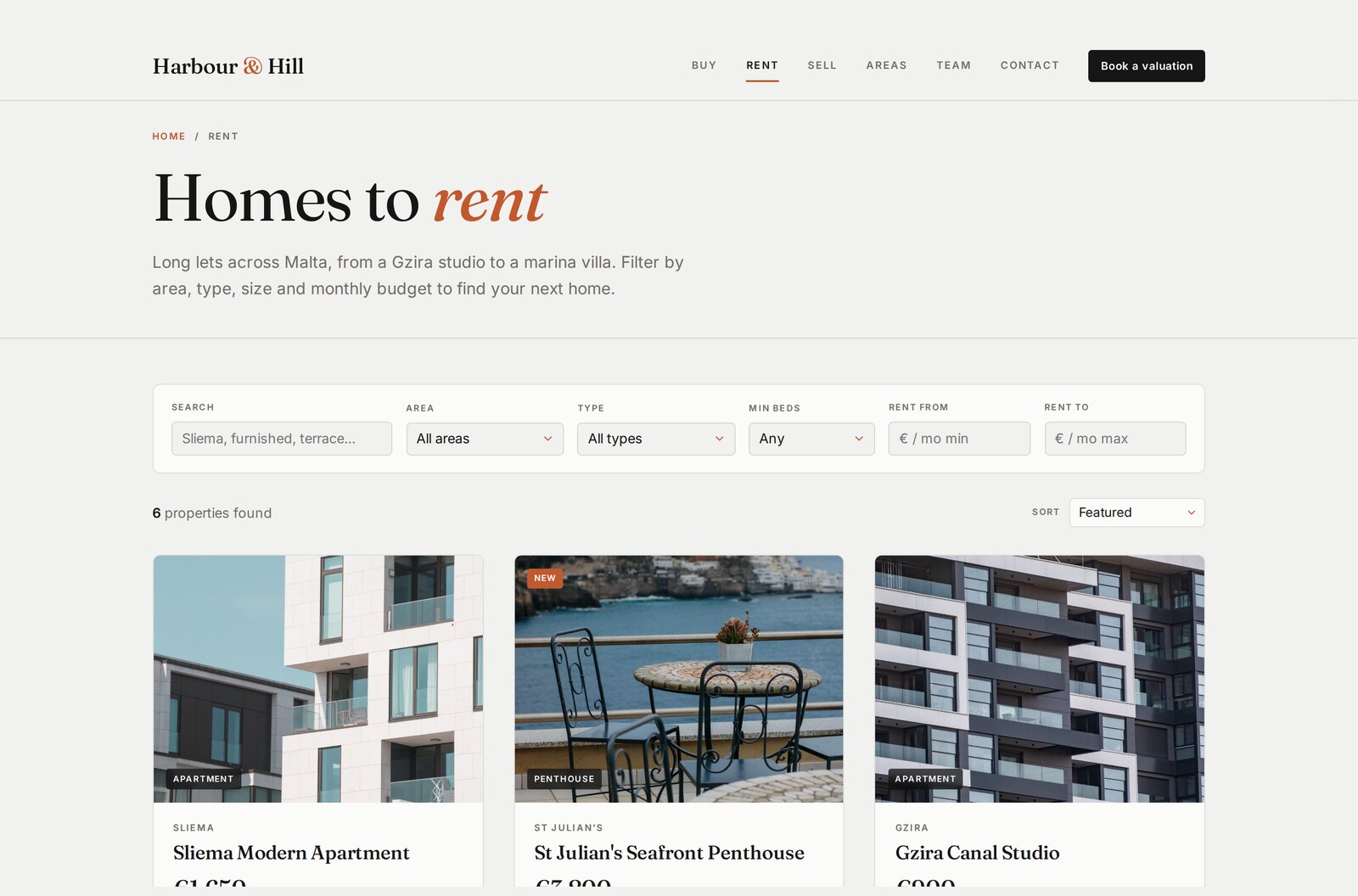 Harbour and Hill rentals and mortgage calculator