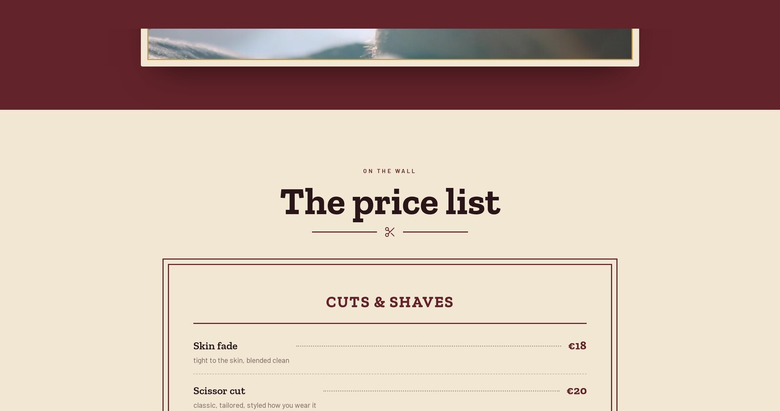 Kingsway price list