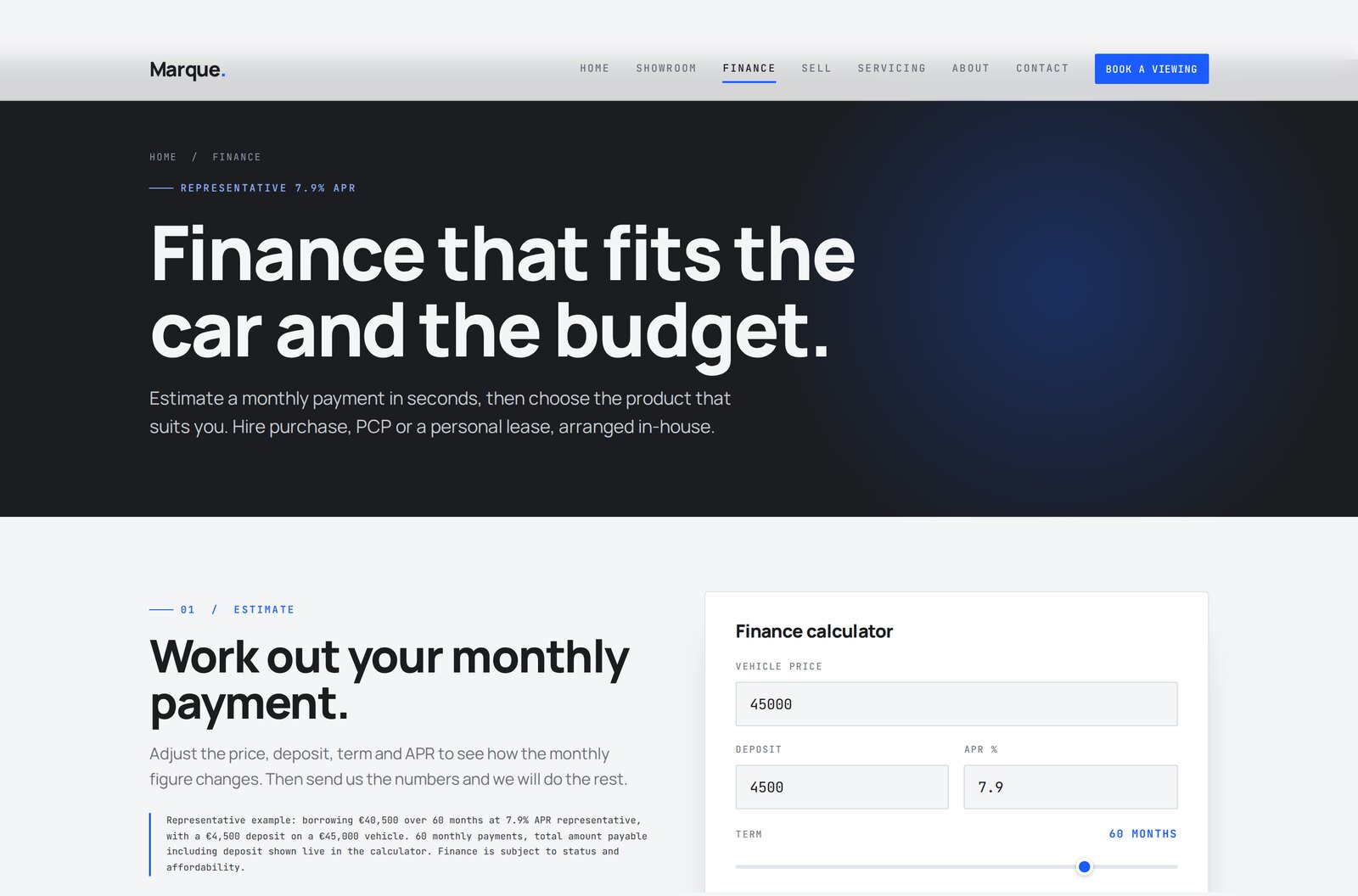 Marque finance calculator