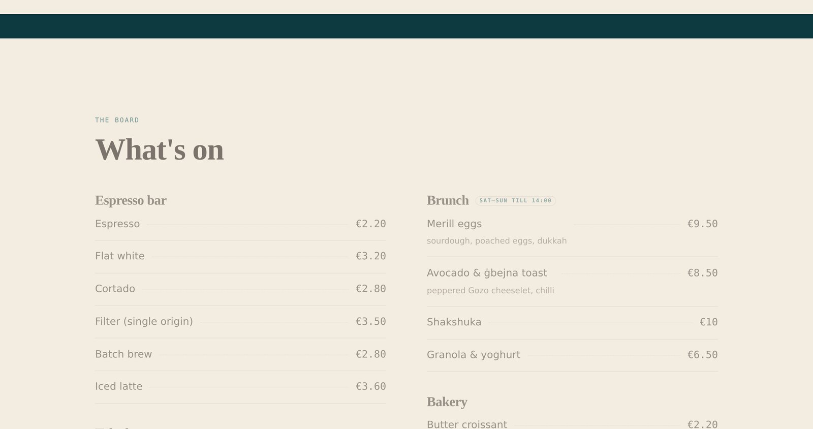 Merill menu