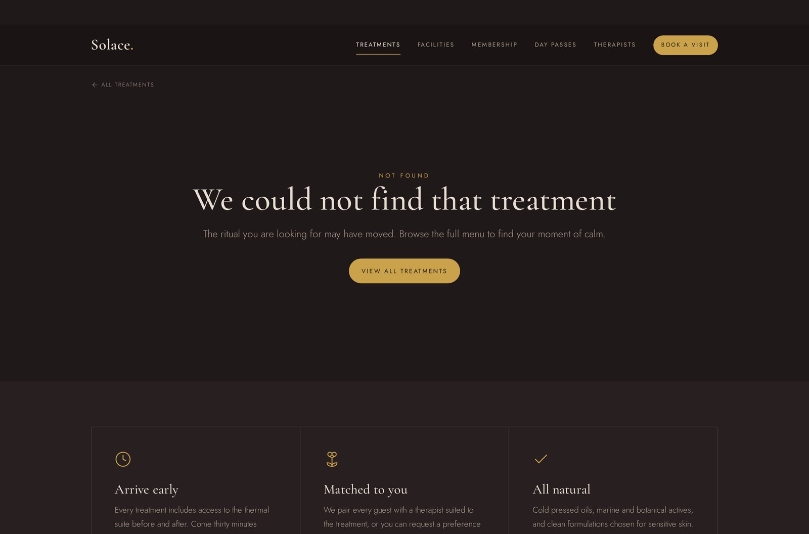 Solace treatment detail page